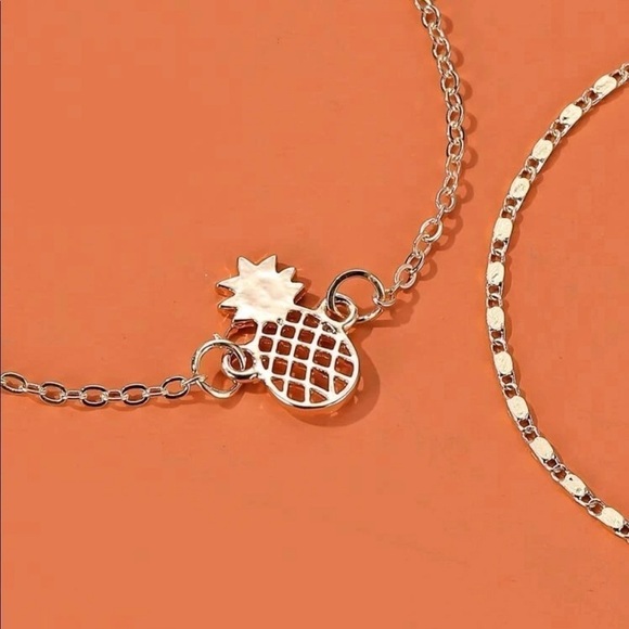 Pineapple 🍍 Anklet Set of 2 gold - Picture 2 of 3